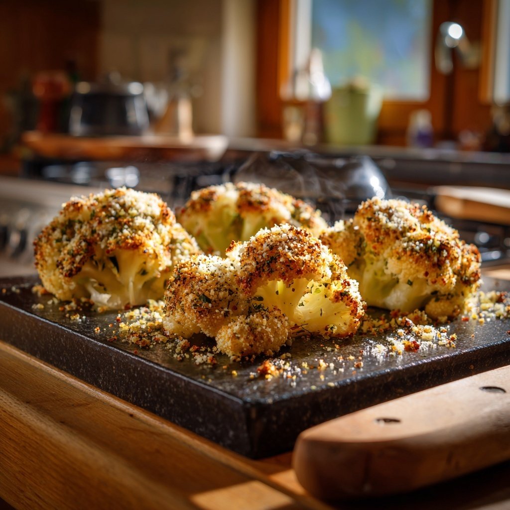 Blumenkohl aus dem Ofen mit Knoblauch-Parmesan-Kruste