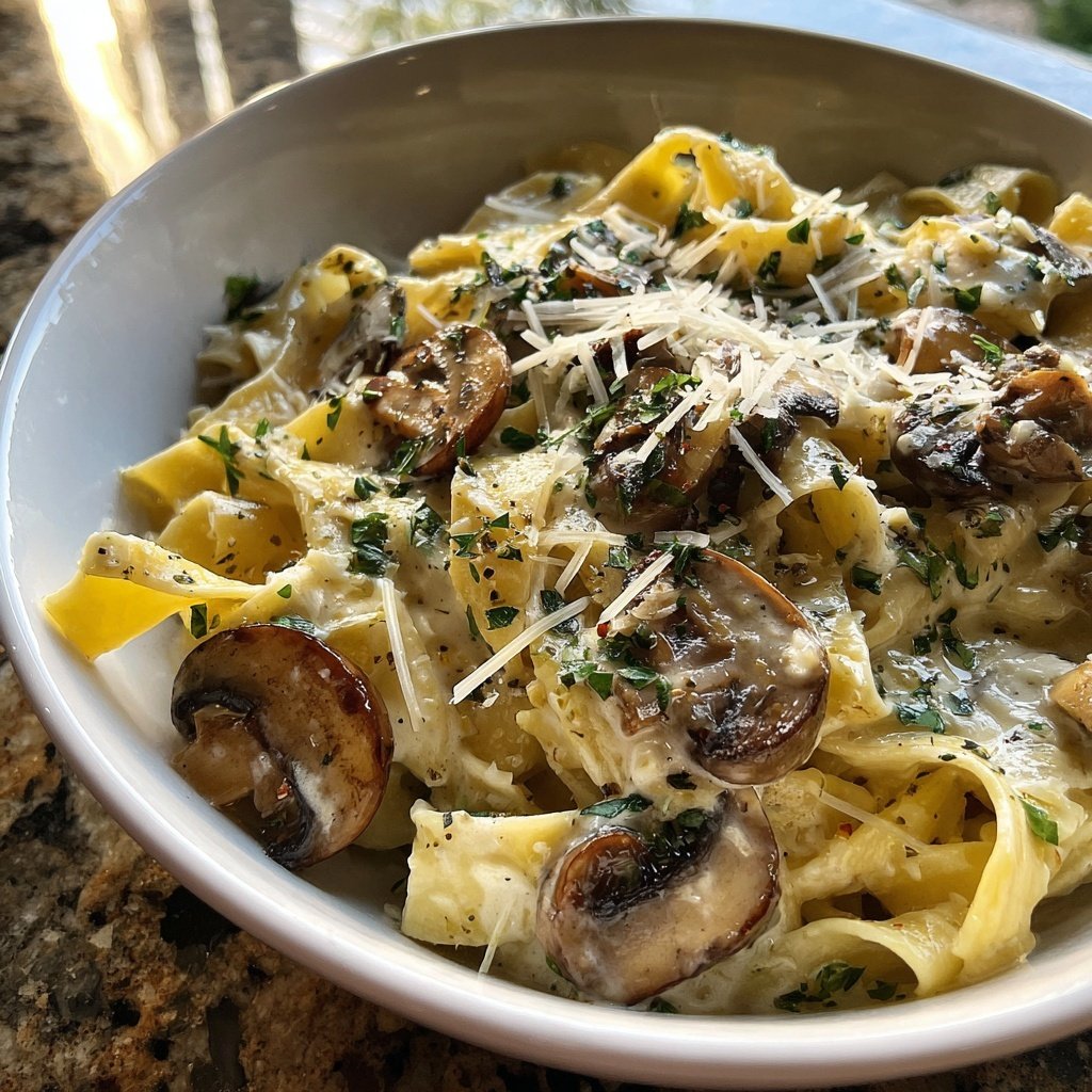 Tagliatelle mit Pilzen und Knoblauch