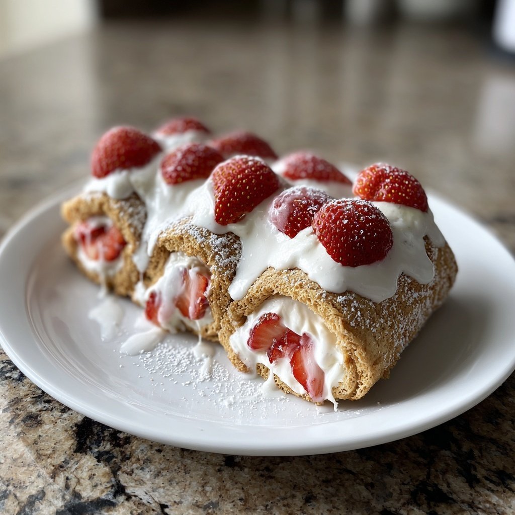Erdbeer Biskuitrolle Mit Sahne